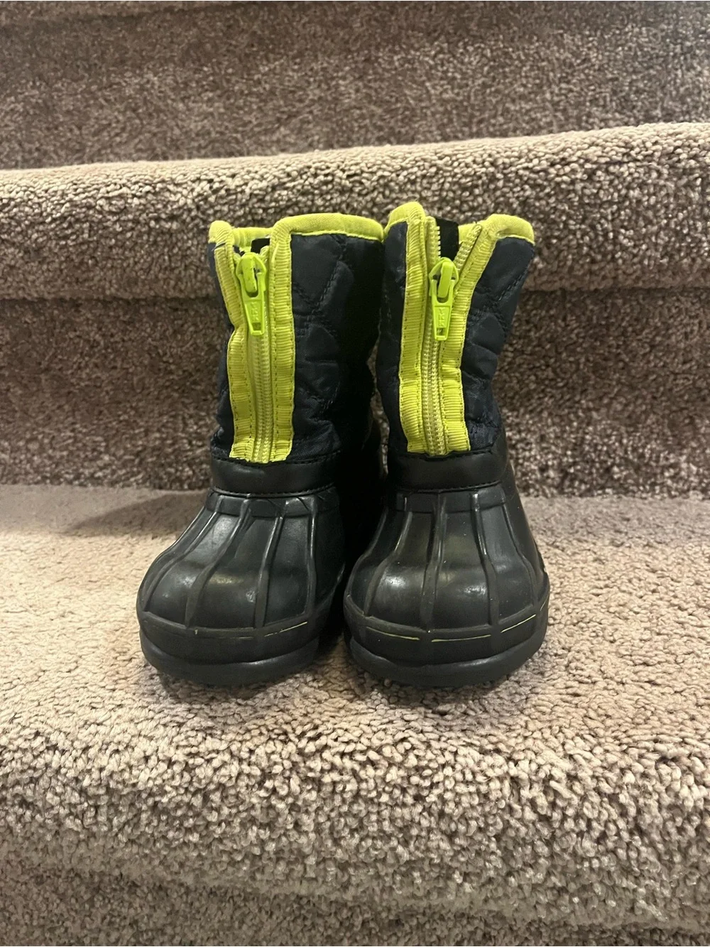 GAP Black and Neon Yellow Kids Snow Boots